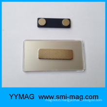 Blank rectangular plastic magnetic name badge